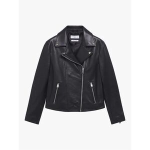 MANGO Perfect Leather Biker Moto Jacket Black Sustainable Sheep Leather XXL NEW